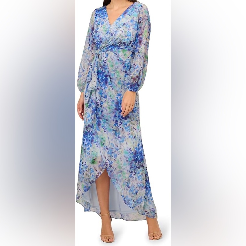 Adriana Papell Faux-Wrap High-Low Dress